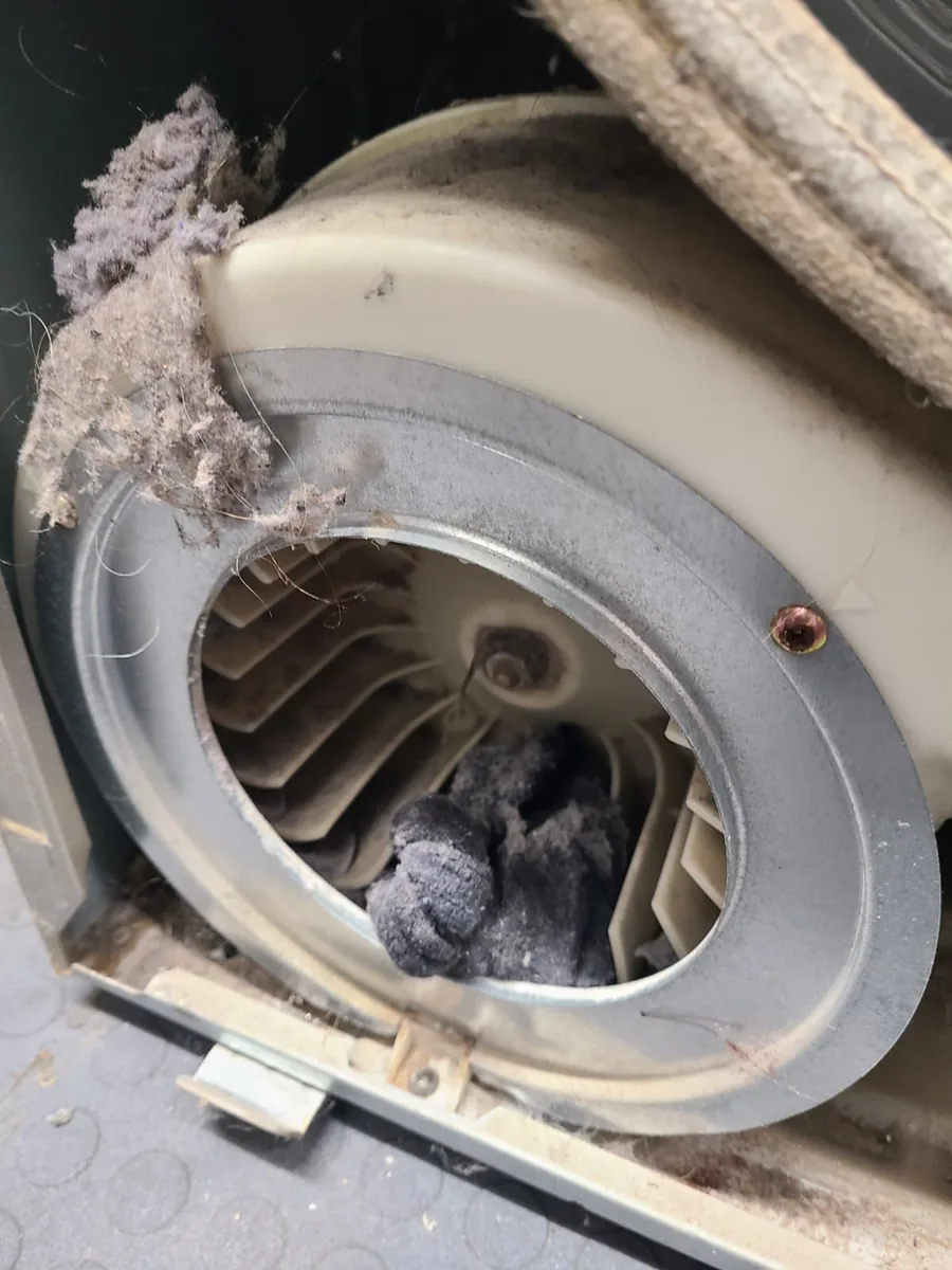 Blower housing lint cleanup before testing
