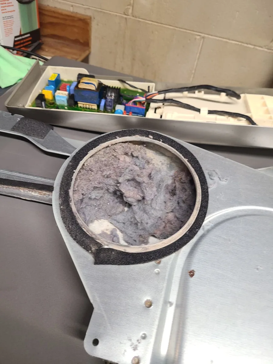 Lint buildup found inside the airflow path