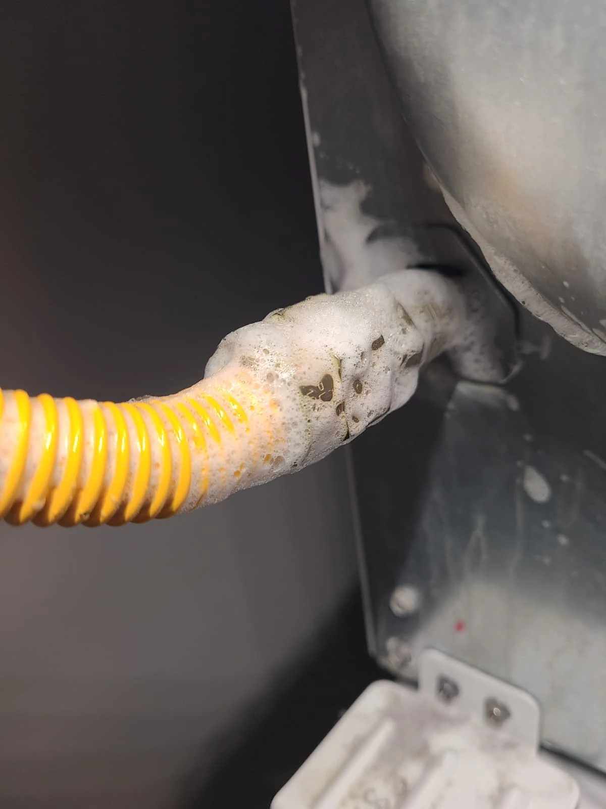 Dryer gas connection with checking solution applied during reassembly
