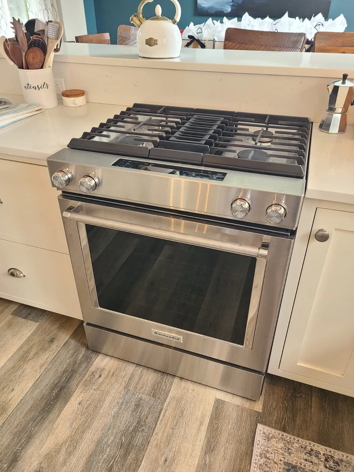 KitchenAid KSDG950ESS1 dual-fuel range serviced in Carmel, Indiana