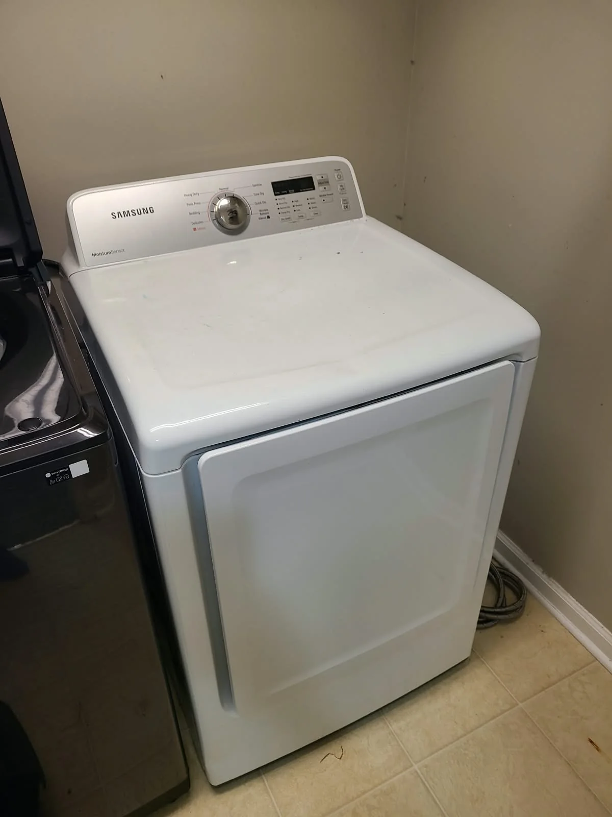 Samsung dryer before service at the Fishers home