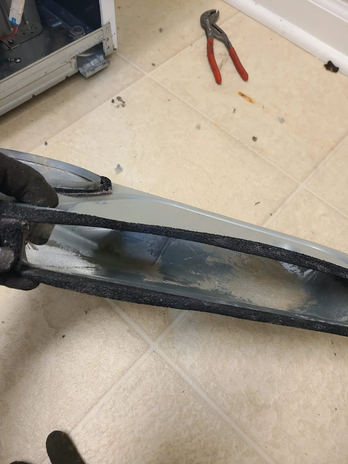 The internal lint duct after cleaning and before reinstallation