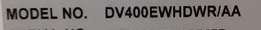 Original model-label crop identifying Samsung DV400EWHDWR/AA