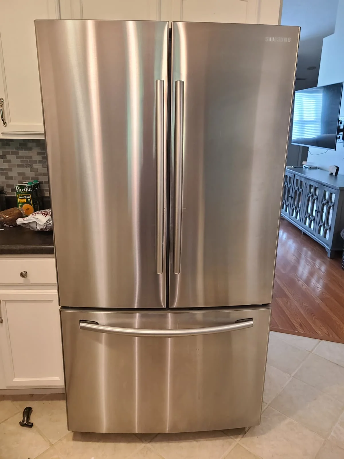 Samsung RF260BEAESR/AA refrigerator serviced for fan noise in Carmel, Indiana